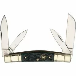 Hen & Rooster Knives Hen & Rooster 324CGPB Medium Congress Folding Pocket Knife With Green Pick Bone Handle