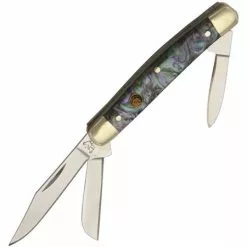 Hen & Rooster Knives Hen & Rooster 303IAB Small Stockman Folding Pocket Knife With Imitation Abalone Handle