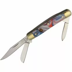 Hen & Rooster Knives Hen & Rooster 303STAR Small Stockman Folding Knife With Star Spangled Banner Corelon Handle