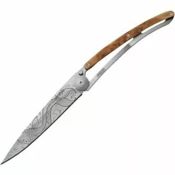 Deejo Knives Deejo 1CB015 Fish Juniper 37g Framelock Folding Pocket Knife