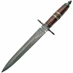 Damascus Knives Damascus 1104 Dagger Rose Fixed Blade Knife