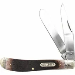 Schrade Knives Schrade 94OTB Gunstock Trapper Folding Pocket Knife With Saw Cut Bone Handle