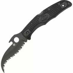 Spyderco Knives Spyderco 12SBBK2W Matriarch 2 Emerson Open Lockback Folding Pocket Knife With Black Nylon Handles