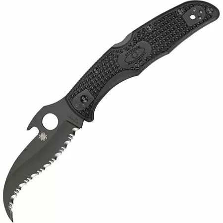 Spyderco Knives Spyderco 12SBBK2W Matriarch 2 Emerson Open Lockback Folding Pocket Knife With Black Nylon Handles