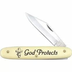 Frost Cutlery & Knives Frost NB1 Novelty God Protects Folding Pocket Knife With Composition Handle