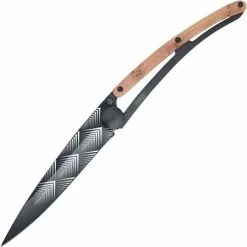 Deejo Knives Deejo 1GB105 Black Tattoo Art Déco 37g Framelock Folding Pocket Knife