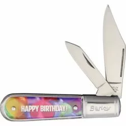 Novelty Cutlery Novelty 285 Happy Birthday Barlow Folding Pocket Knife With Happy Birthday Artwork On Handle