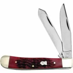 Buck Creek Knives Buck Creek 254RPB Trapper Red Pick Bone Folding Knife With German Stainless Construction Blade