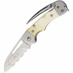 Myerchin Rigging Knives Myerchin AF377P Generation 2 Crew Bone Serrated Sheepsfoot Linerlock Folding Pocket Knife
