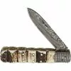 Old Forge Knives Old Forge 011 Barlow Damascus Stacked Stag Folding Pocket Knife With Stag Handle
