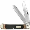 Schrade Knives Schrade 296OT Old Timer Trapper Sawcut Folding Pocket Knife With Brown Handle