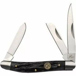 Roper Knives Roper 0001CBK Stockman Jigged Folding Knife With Black Bone Handle