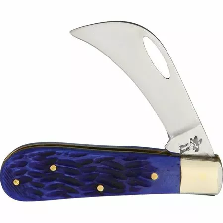 Frost Cutlery & Knives Frost 14478DBLJ Little Hawkbill Folding Knife With Dark Blue Jigged Bone Handle