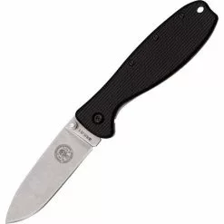 ESEE Knives ESEE R2 Zancudo Black D2 Framelock Folding Pocket Knife With Black Glass Front And Stonewash Finish Back Handle