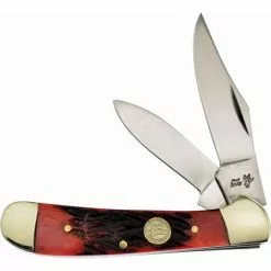 Frost Cutlery & Knives Frost 14950RPB Copperhead Folding Knife With Red Pick Bone Handle
