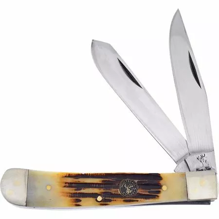 Frost Cutlery & Knives Frost WT312RMS Whitetail Trapper Folding Pocket Knife With Rocky Mountain Stag Bone Handle