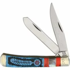 Rough Rider Knives Rough Rider 1525 Dreamcatcher Trapper Folding Pocket Knife With Abalone Handle