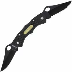 Schrade Knives Schrade 005DLB Double Clip Black Finish Blade Lockback Folding Pocket Knife With Black Plastic Handle