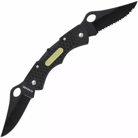 Schrade Knives Schrade 005DLB Double Clip Black Finish Blade Lockback Folding Pocket Knife With Black Plastic Handle