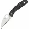 Spyderco Knives Spyderco 11FSWCBK Delica Wharncliffe Serrated Lockback Folding Pocket Knife With Black Texture FRN Handle