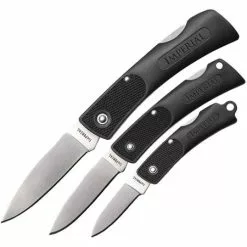 Schrade Knives Imperial Schrade COM6CP Lockback Folding Pocket Satin Finish Stainless Blade Knife With Black Textured Plastic Handle - 3 Piece Combo