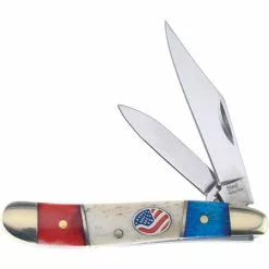 Frost Cutlery & Knives Frost SW107RWB Folding Pocket Knife Little Peanut Red White Blue With Bone Handle