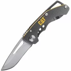 Caterpillar Knives Caterpillar 980010 Drop Point Satin Finish Linerlock Folding Pocket Knife With Black G-10 Front And Stainless Back Handle