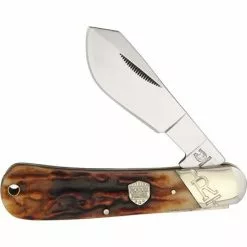 Rough Rider Knives Rough Rider 1727 Cotton Sampler Folding Pocket Knife With Brown Stag Bone Handle