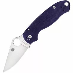 Spyderco Knives Spyderco 223GPDBL Para 3 Compression Lock Linerlock Folding Satin Finish Blade Pocket Knife With Blue G10 Handle