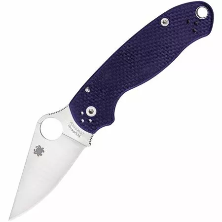 Spyderco Knives Spyderco 223GPDBL Para 3 Compression Lock Linerlock Folding Satin Finish Blade Pocket Knife With Blue G10 Handle