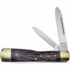 Frost Cutlery & Knives Frost CAL177BPB Gunstock Folding Pocket Knife Black Pick Bone Handle