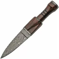 Damascus 1171 Damascus Knives Sgian Dubh Wood Sheath With Rosewood Handle