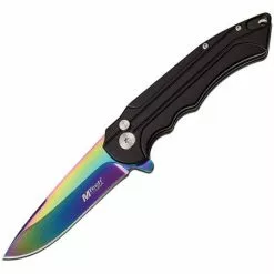 MTech Knives MTech 1022RBK Button Lock Spectrum Folding Knife With Black Aluminum Handle