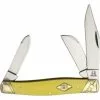 Rough Rider Knives Rough Rider 1740 Stockman Mirror Finish Clip, Sheepsfoot, Spey Blade With Yellow Smooth Synthetic Handle