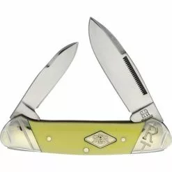 Rough Rider Knives Rough Rider 1736 Canoe Carbon Steel Spear Pen Blade Knife With Yellow Smooth Synthetic Handle