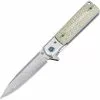 Artisan Knives Artisan 1802GDGN Classic Linerlock Damascus Steel Drop Point Blade Knife With Green G10 Handle