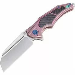 Artisan Knives Artisan 1813GREM Apache Framelock M390 Stainless Tanto Blade Knife With Pink Anodized Titanium Handle