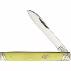 Rough Rider Knives Rough Rider 1732 Doctors Carbon Steel Spear Blade Knife With Yellow Smooth Synthetic Handle