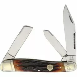 Rough Rider Knives 1799 Lg Stockman Brown Stag Bone