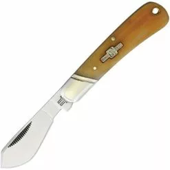 Rough Rider Knives Rough Rider 1834 Small Cotton Stainless Wide Belly Blade Knife With Tobacco Smooth Bone Handle