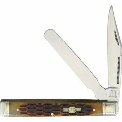 Rough Rider Knives Rough Rider 1904 Doctors Stainless Clip And Spatula Blades Knife With Brown Jigged Bone Handle