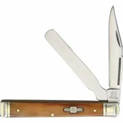 Rough Rider Knives Rough Rider 1905 Doctors Stainless Clip And Spatula Blades Knife With Tobacco Smooth Bone Handle
