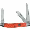 Cattlemans Cutlery Cattlemans 0001JOD Signature Stockman Satin Finish Clip, Sheepsfoot And Spey Blades Knife With Orange Jigged Delrin Handle