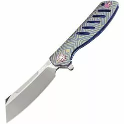 Artisan Knives Artisan 1815GBU03 Tomahawk Framelock Knife With Blue And Gold Titanium Handle