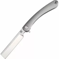 Artisan Knives Artisan 1817GGYS Orthodox Framelock Satin Finish Blade Knife With Gray Titanium Handle