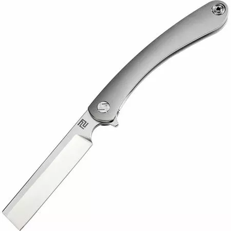 Artisan Knives Artisan 1817GGYS Orthodox Framelock Satin Finish Blade Knife With Gray Titanium Handle