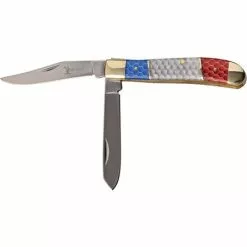 Elk Ridge Knives Elk Ridge 946 Trapper Stainless Clip And Spey Blades With Red, White, Blue C-Tek Handle