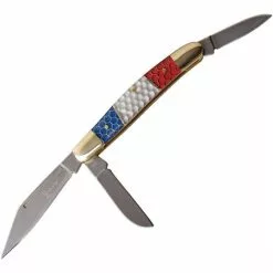 Elk Ridge Knives Elk Ridge 947 Stockman Sheepsfoot, And Pen Blades With Red, White, Blue C-Tek Handle