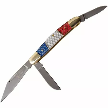 Elk Ridge Knives Elk Ridge 947 Stockman Sheepsfoot, And Pen Blades With Red, White, Blue C-Tek Handle