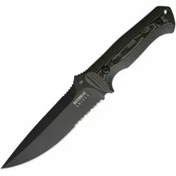 BucknBear Knives BucknBear 51225 Damascus Steel Green Mean Fighter With Black And Green G10 Handle